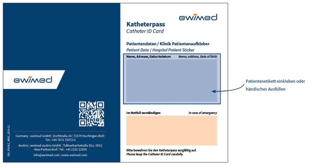 Katheterpass Vorder- und Rückseite