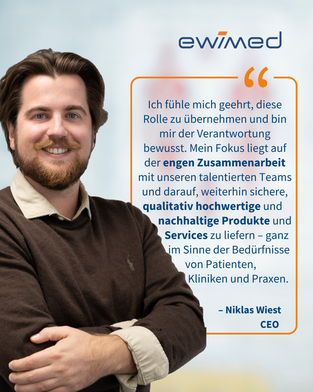 F&uuml;hrungswechsel bei ewimed. Niklas Wiest &uuml;bernimmt die Gesch&auml;ftsf&uuml;hrung in Skandinavien.